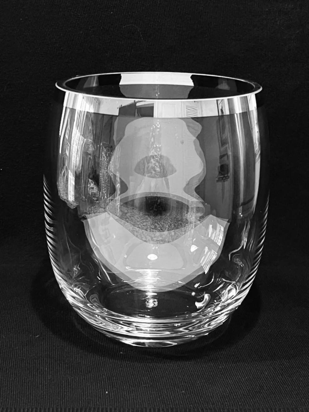 Crate & Barrel Crystal Vase or Champagne Basket Platinum Rim 8.25” Poland